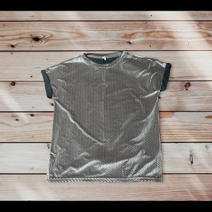 Silver and black soft oversized top